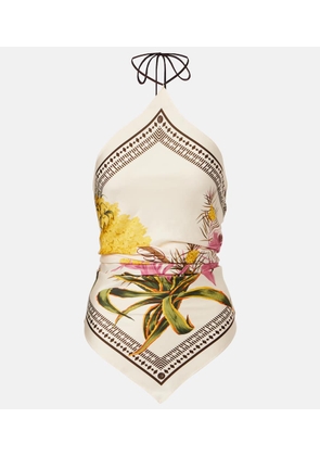 Blumarine Printed halterneck twill top