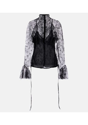 Blumarine Ruffled sheer lace blouse