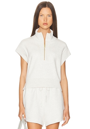 Varley Kelly Half Zip Sweatshirt in Ivory Marl - Ivory. Size L (also in ).