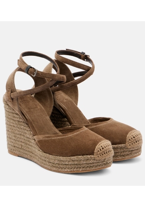 Brunello Cucinelli Monili 80 suede espadrille wedges