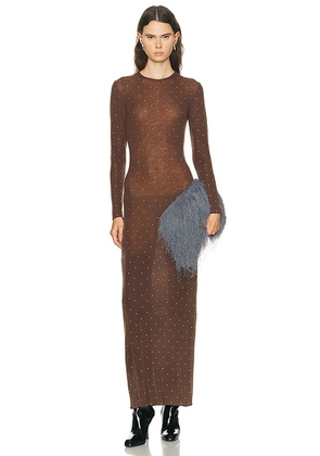 RABANNE Long Sleeve Maxi Dress in Brown - Brown. Size M (also in S, XS).
