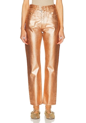 Ulla Johnson Agnes Straight Leg Jeans in Copper Foiled Wash - Metallic Copper. Size 24 (also in ).