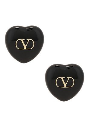Valentino Garavani Cuore Earrings in Oro & Nero - Black. Size all.