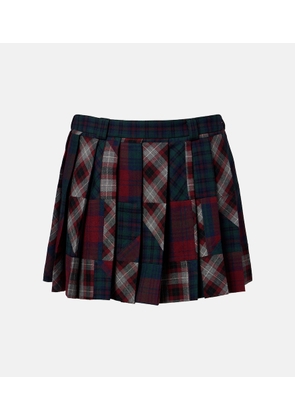 Miu Miu Patchwork plaid virgin wool miniskirt