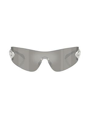 VERSACE Shield Sunglasses in Silver - Metallic Silver. Size all.