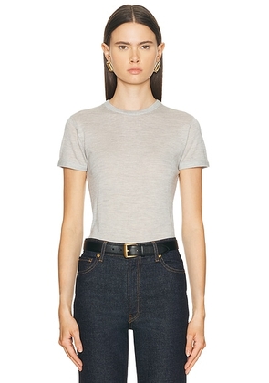 RENGGLI Cashmere Silk Knit Tee in Gris - Grey. Size M (also in S, XL, XS).