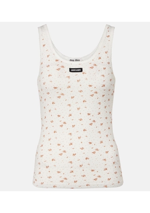 Miu Miu Floral cotton jersey tank top