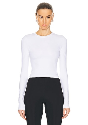WARDROBE.NYC Opaque Long Sleeve Tee in White - White. Size L (also in XL, XXS).