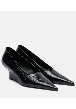 Toteme Croc-effect leather wedges