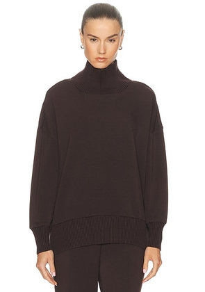 Varley Barker High Neck Sweater in Coffee Bean - Chocolate. Size L (also in M, S, XL, XS).