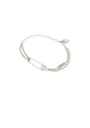 VERSACE Safety Pin Bracelet in Palladium - Metallic Silver. Size all.