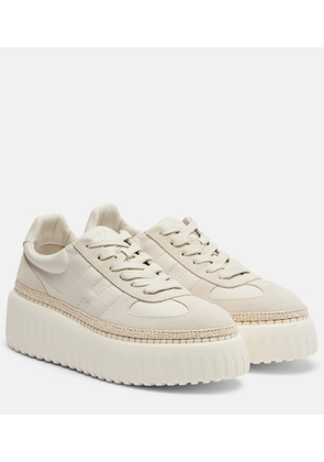 Hogan H710 H-Stripes leather and suede platform sneakers