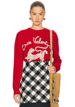 Valentino Embroidered Sweater in Paris & Betulla - Red. Size L (also in XS, S).
