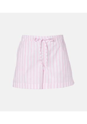 Hunza G Embroidered striped cotton poplin shorts