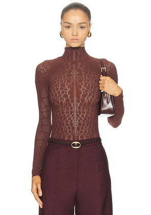 Wolford Reptile Net String Bodysuit in Mahagony - Brown. Size L (also in M, S, XS).