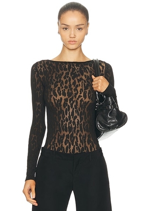 Wolford Leo String Bodysuit in Black & Black - Black. Size M (also in S, XS).