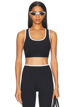 YEAR OF OURS Ribbed Gym Bra 2.0 in Black & White - Black. Size L (also in XS).