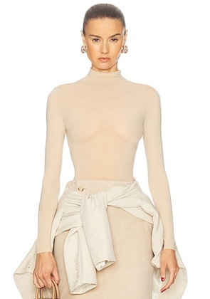 Wolford Buenos Aires String Bodysuit in Cafe Au Lait - Cream. Size L (also in M, S, XS).