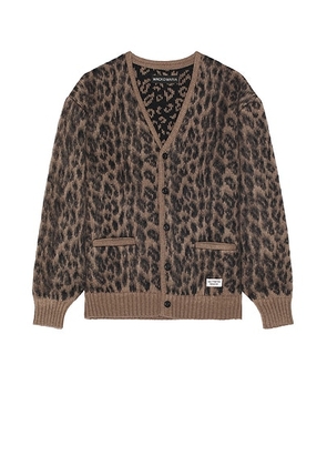 WACKO MARIA Leopard Heavy Mohair Cardigan in Brown - Brown. Size S (also in ).
