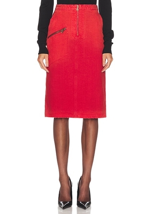 Willy Chavarria Workwear Zipped Skirt in High Risk Red - Brick. Size L (also in S, M).