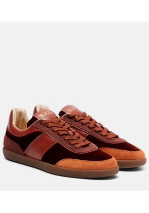 Tod's Tabs leather-trimmed velvet sneakers