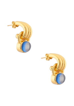 VALERE Pure Earrings in 22k Gold Plated & Blue Sapphire Quartz - Metallic Gold. Size all.