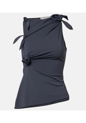 Coperni Floral-applique gathered jersey top