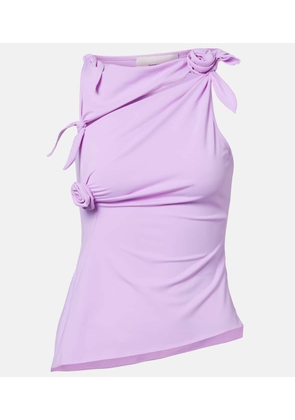 Coperni Floral-applique gathered jersey top