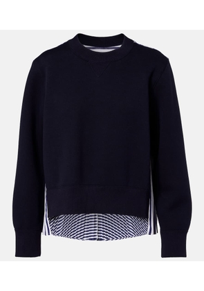 Sacai Striped cotton-blend sweatshirt