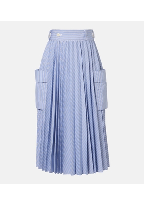 Sacai Striped cotton-blend midi skirt