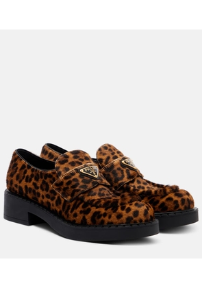 Prada Chocolate leopard-print calf hair loafers