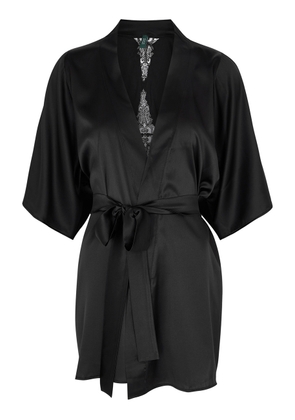 Fleur OF England Onyx Silk-blend Satin Robe - Black - M/L