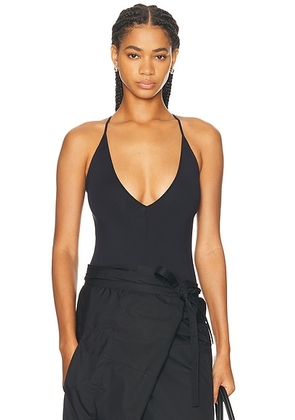 WARDROBE.NYC V-Neck Bodysuit in Black - Black. Size M (also in S, XL).