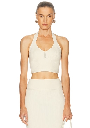 WARDROBE.NYC Knit Halter Top in Cream - Cream. Size L (also in XXS, XS, S, M).