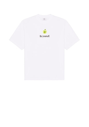 VETEMENTS Be Yourself Oversized T-Shirt in White - White. Size L (also in M, S, XL).