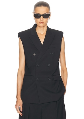 WARDROBE.NYC Double Breasted Vest in Black - Black. Size M (also in S).