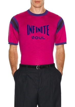 Wales Bonner Soul Tee in Magenta - Pink. Size L (also in M, S, XL/1X).