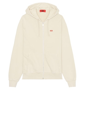 424 Zip Up Hoodie in Tea Washing - Cream. Size S (also in ).