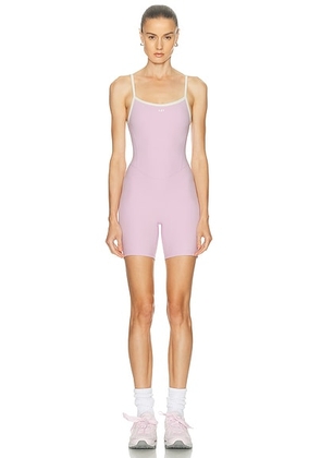 437 The Shorts Onesie in Parfait & Creme - Pink. Size L (also in M, S, XL, XS).