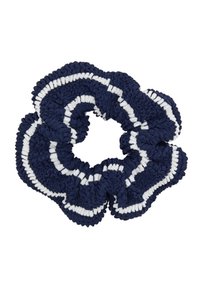 Hunza G - Seersucker Scrunchie, Navy, Elasticated, Hand Wash, Hunza G Navy - One Size