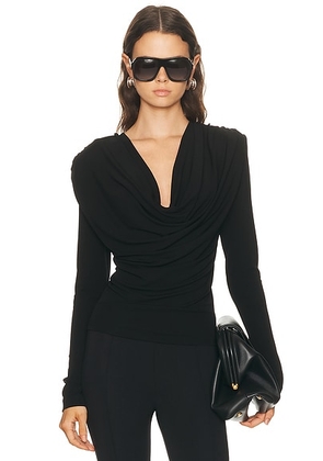 WARDROBE.NYC Evening Cowl Neck Top in Black - Black. Size L (also in ).