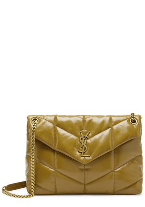 Saint Laurent - Women's Camel Lou Puffer Leather Shoulder bag - Quilted Chevron Matelassé - One Size