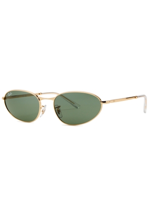 Ray-ban Oval-frame Sunglasses - Gold - One Size