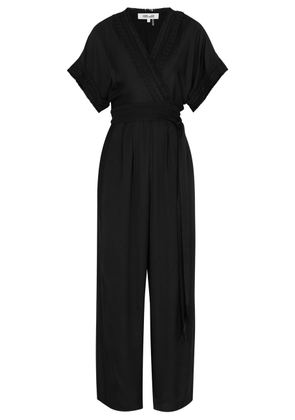 Diane Von Furstenberg Dechen Wide-leg Satin Jumpsuit - Black - L (UK14 / L)