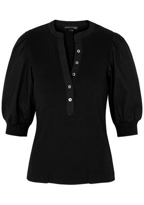 Veronica Beard Coralee Ribbed Stretch-cotton top - Black - L