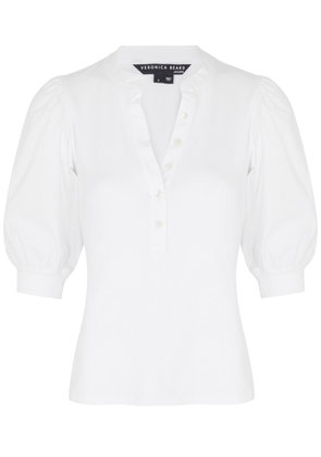 Veronica Beard Coralee Ribbed Stretch-cotton top - White - M