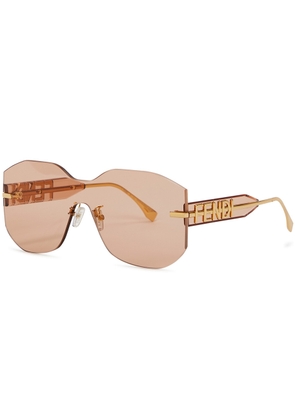 Fendi Fendigraphy Rimless Shield Sunglasses, Sunglasses, Rimless Frame - Gold