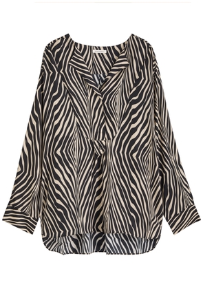 BY Malene Birger Fayette Zebra-print Matte Satin Blouse - Black - 36 (UK8 / S)