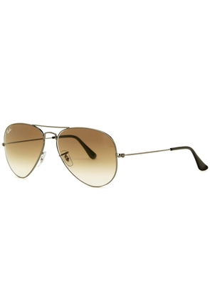 Ray-ban - Gunmetal Aviator Sunglasses, Sunglasses, Brown Lenses, Sunglasses For Men, 100% UV Protection