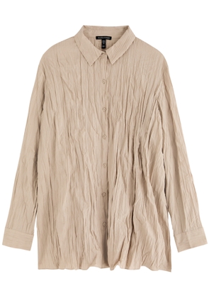 Eileen Fisher Crinkled Plissé Silk Shirt - Beige - L (UK 18-20 / XL)